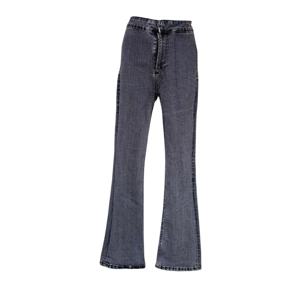 Zara women’s high waisted mini flare denim black fade size 4 preloved